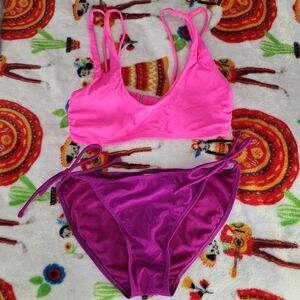 Vibrant Pink and Purple Bikini Set